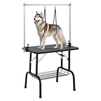 Dog Grooming Table, Foldable Pet Grooming Table for Dogs at Home with Height Adjustable Arms, Noose, Mesh Tray, 330LBS Static Weight Capacity