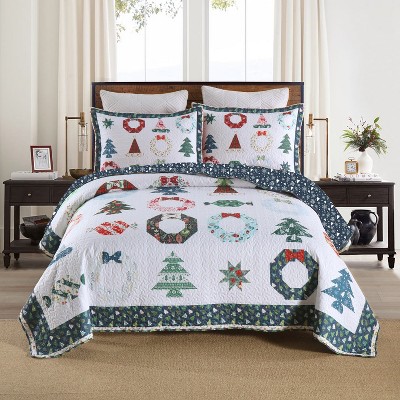 Marcielo 3 Pcs Christmas Candy Quilt Bedspread Set