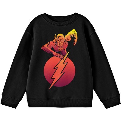 The Flash Running Flash and Logo Boy's Black Long Sleeve Sweatshirt