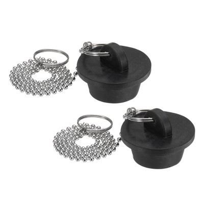 Unique Bargains Rubber Beaded Chain with Pull Ring Durable Drain Stopper 2 Pcs