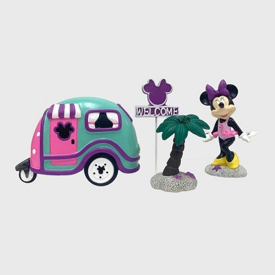Disney 4pc Polyester/Stone Minnie Mouse Miniature Garden Set: Outdoor Decorative Objects, No Battery Required