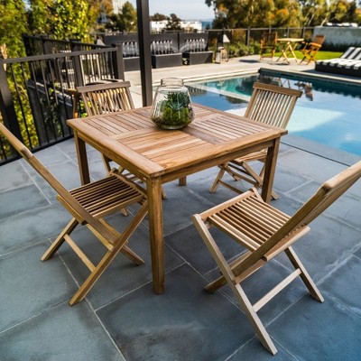 Nordic Teak 39" 4-Person Natural Outdoor Square Dining  Table - Beige