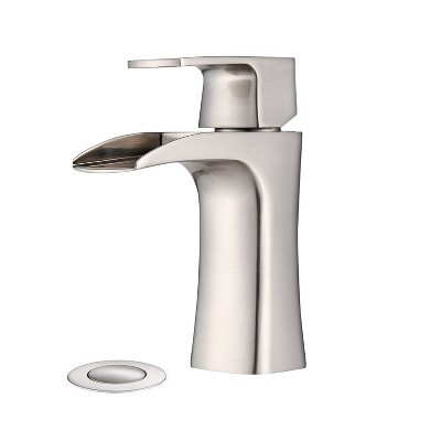 PAGED Waterfall Bathroom Faucet Single Handle Brass Faucet with Drain, 1-Hole Faucet for Bathroom Sink