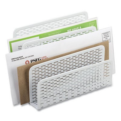 Artistic Urban Collection Punched Metal Letter Sorter, 3 Sections, White, 6.5" x 3.25" x 5.5"