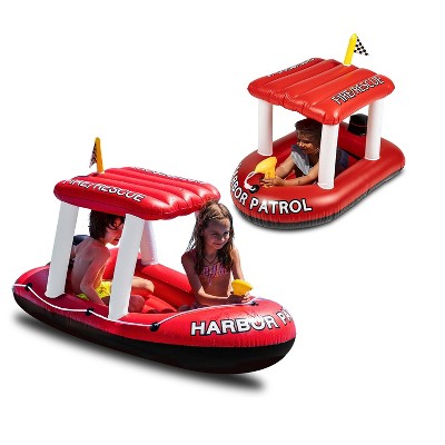 Zone Tech Inflatable Pool Floats – 2 Sizes Fire Rescue Inflatable Boat Pool Float Ride On with Water Toy Squirter , Pool Raft for Kids and Toddler