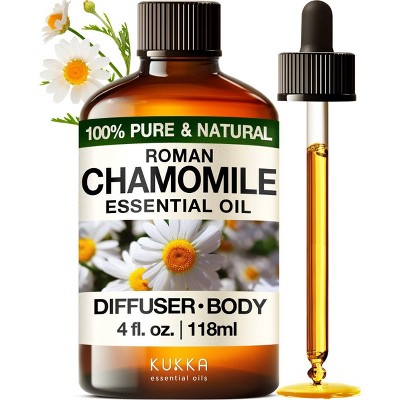 KUKKA Roman Chamomile Essential Oil (4 Fl Oz / 118 ml) for Tranquil Retreats and Peaceful Relaxation - Roman Chamomile Essential Oil