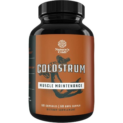 Bovine Colostrum with Immunoglobulin G Capsules, Colostrum Supplement for Muscle, Gut, Joint, Immunity, Bone & Brain Health, Nature's Craft, 60ct