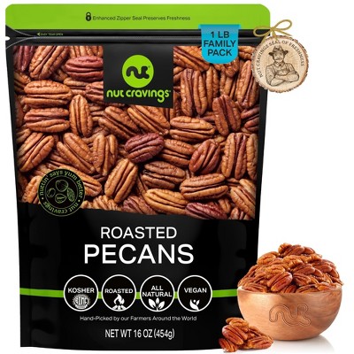 Pecans Halves, Roasted & Unsalted, Shelled by Nut Cravings