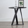 Borrego Round End Table Texture Black/Gray - miBasics: Modern Living Room Accent, Tempered Glass - 4 of 4