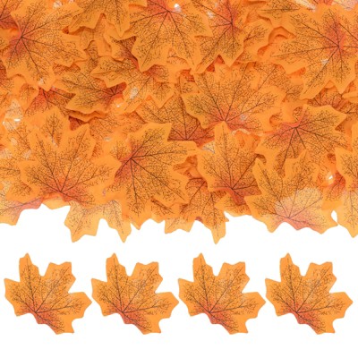 Unique Bargains Home Durable Fall-themed Silk Fabric Faux Autumn Artificial Maple Leaves 200 Pcs