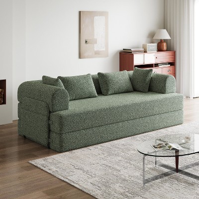 Hrinhom 78.7"W Convertible Sleeper Sofa Bed with Cylindrical Pillow