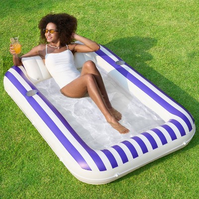 Sloosh Pool Floats Adult Pool Tanning Bed with Pillow, Suntan Pools Float Raft Tanning Pool for Adult Pool Lounger