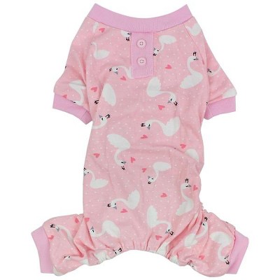 Parisian Pet 'Pink Swan' Pajama for Dogs & Cats, Luxury Pet Sleepwear, Cozy Dog Pajama Set-Valentine's Day