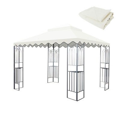 Sevobal Patio Umbrellas Outdoor Patio Gazebo Canopy, Outdoor Replaceable Canopy, Double Shed Roof, Canopy Top Only , Beige, 118"*118"*26.78"