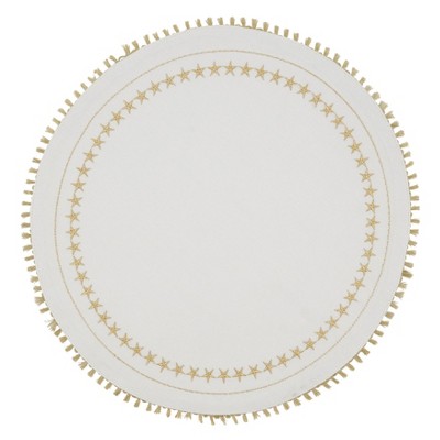 Saro Lifestyle Embroidered Stars Tassel Round Placemats (Set of 4)
