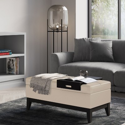 Sapphtopaz 42.3" Storage Bench Ottoman with Storage, Multi-functional Storage Organizer Ottoman Bench with Tray for Entryway Bedroom