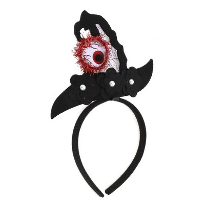Unique Bargains Halloween Witch Hat Pattern Headband 4.72" Diameter Black Red 1 Pc