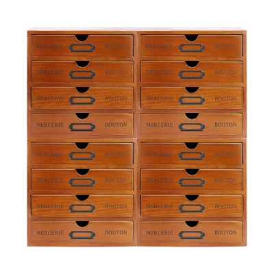 YIYIBYUS 16-Drawer Organizer, Wooden Desktop Organizer, Wooden Storage Box