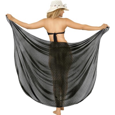 LA LEELA Women's Swimwear Sarong Wrap Cover up Wraps One Size Ebony Polka Dots