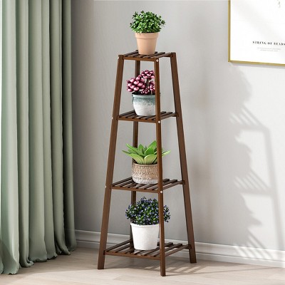 2/3/4 Tiers Bamboo Tall Ladder Plant Stand Flower Pots Display Shelf Flower Bench Holder Indoor for Corner Space Storage