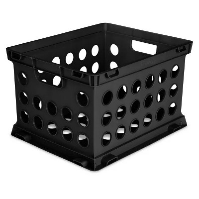 Racxily File Crate, Stackable Plastic Storage Bin with Handles,Organize Files at Home, Garage, Office, School, Black