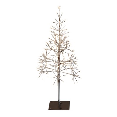Season's Designs 4.4 ft White Starlight Burst LED Christmas Tree Decoration with Metal Stand Indoor/Outdoor Use, Ground Freestanding, Requires AAA