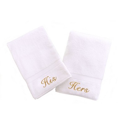 Linum Home Textiles 100% Turkish Cotton "His" and "Hers" 2PC Hand Towel Set
