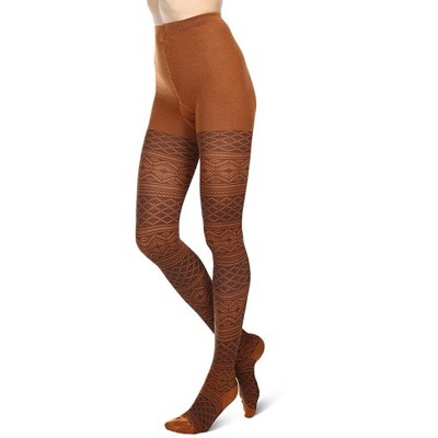 Memoi Traditional Geometric Lifestyle Sweater Tights Sudan Brown S-M