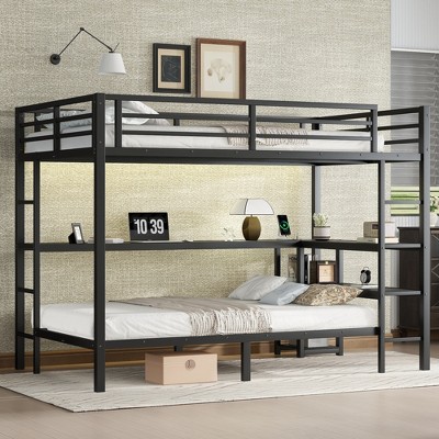Full Over Twin Bunk Bed with Desk and Shelves