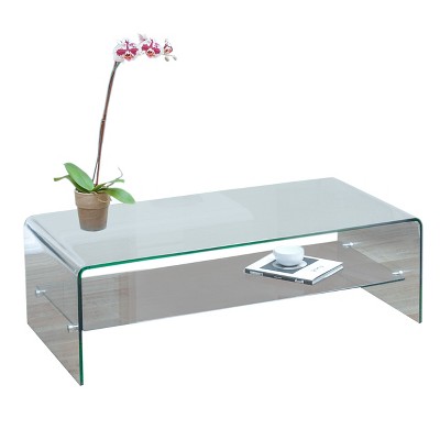 Ramona Long Coffee Table Glass with Shelf - Christopher Knight Home: Sleek Rectangle Design for Family Room