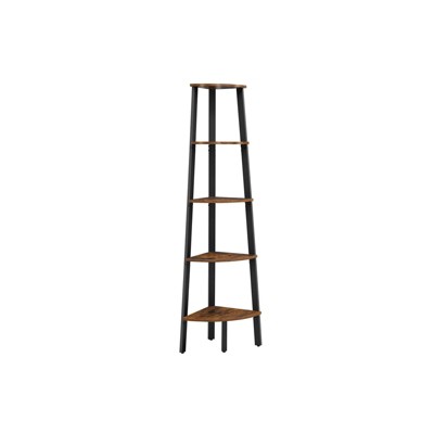 MOEPISY Industrial 5 tier Floor Standing Corner Shelf, Rustic Brown