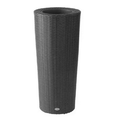 DMC Resin Indoor/Outdoor Tall Round Wicker Vista Planter, Black, 40in