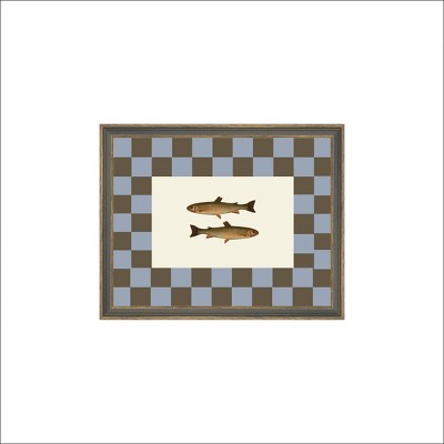 Petal Lane 7"x9" Two Fish Gray Skinny Framed Wall Art Brown