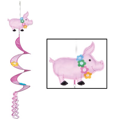 Beistle Luau Pig Wind-Spinner, 3' 6", (3/Pkg) Multicolored