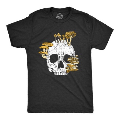 Mens Mushroom Skull T Shirt Fuuny Cool Dead Decaying Skeleton Shrooms Tee for Guys - Crazy Dog Men's T Shirt With Sarcastic Sayings