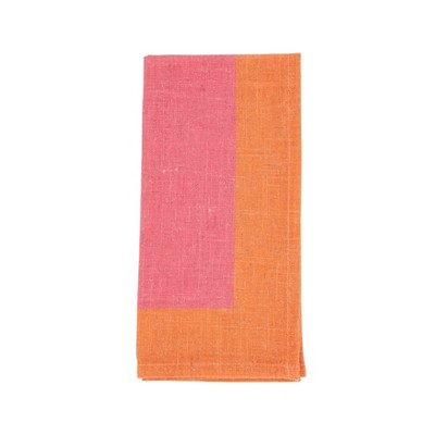 Saro Lifestyle Color-Blocked Edge Napkin (Set of 4), Pink, 20"x20"