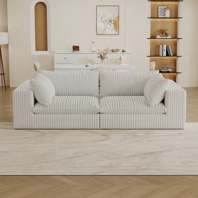 Dronkon Indoor 78in Deluxe No Assembly Cloud Loveseat Deep Seat Couches,Removable Cushion