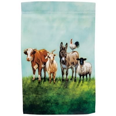 Slickblue Double-Sided Farm Animal Garden Flag – Features Cow, Goat, Donkey, Sheep, and Rooster, 18" x 12"