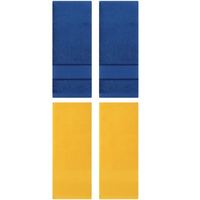 REGALWOVEN 4 Pcs Solid Textured Cotton Soft Absorbent Decorative Hand Towel