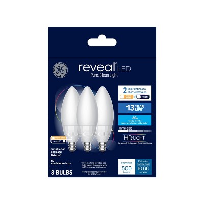 GE 3pk 60W Color Select LED Decorative Light Bulbs Frosted