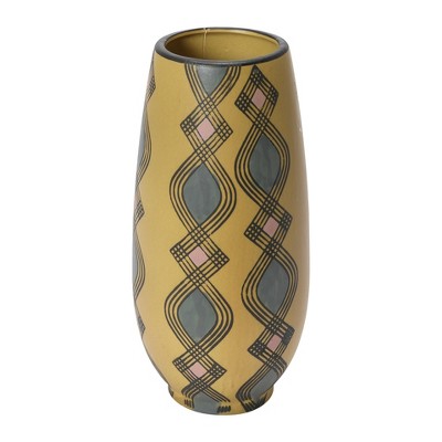 Storied Home Hand Painted Stoneware Vase with Pattern, Lavender and Sand