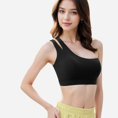 Anna-Kaci Active Women's One Shoulder Cut-Out Sports Bra with Asymmetrical Design