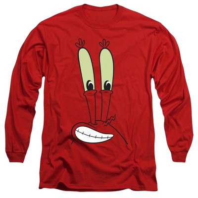 Men’s Spongebob Mr. Krabs Smile Face Long Sleeve T-Shirt