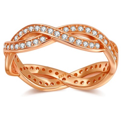 Lyra Eternity Rings for Women Stackable Twist Wedding Bands CZ Sterling Silver Ginger Lyne