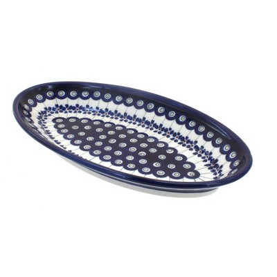 Blue Rose Polish Pottery 1103 Zaklady Small Oval Platter