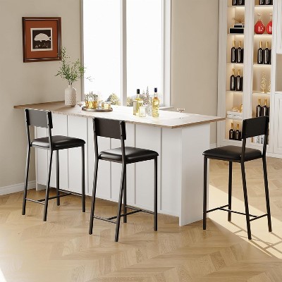 4pcs Bar Stools, Set of 4 Dining Chairs, Kitchen Breakfast Chairs with Upholstered, 26" Tall Counter Bar Stools, Easy Assembly, for Dining Room