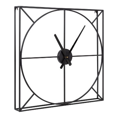 Kate and Laurel Willet Square Metal Wall Clock, 22x22, Black