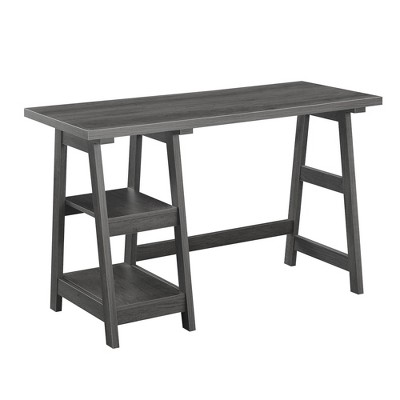 Breighton Home Trinity Trestle Style Desk with Built-In Shelves