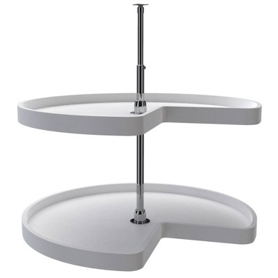 Rev-A-Shelf Plastic 2-Shelf Kidney Shaped Lazy Susan Turntable Storage Organization for Lower and Corner Base Kitchen Cabinets