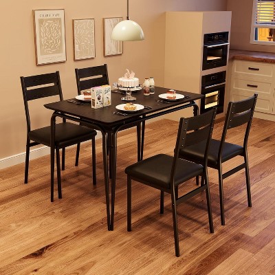 Jojoka Dining Table Set for 4, Dining Room Table Set with Dual Tube Metal Leg & MDF Board